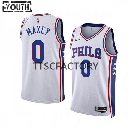 NBA Børn Trøje Philadelphia 76ers Tyrese Maxey 0 Nike 2022-23 Association Edition Hvid Swingman